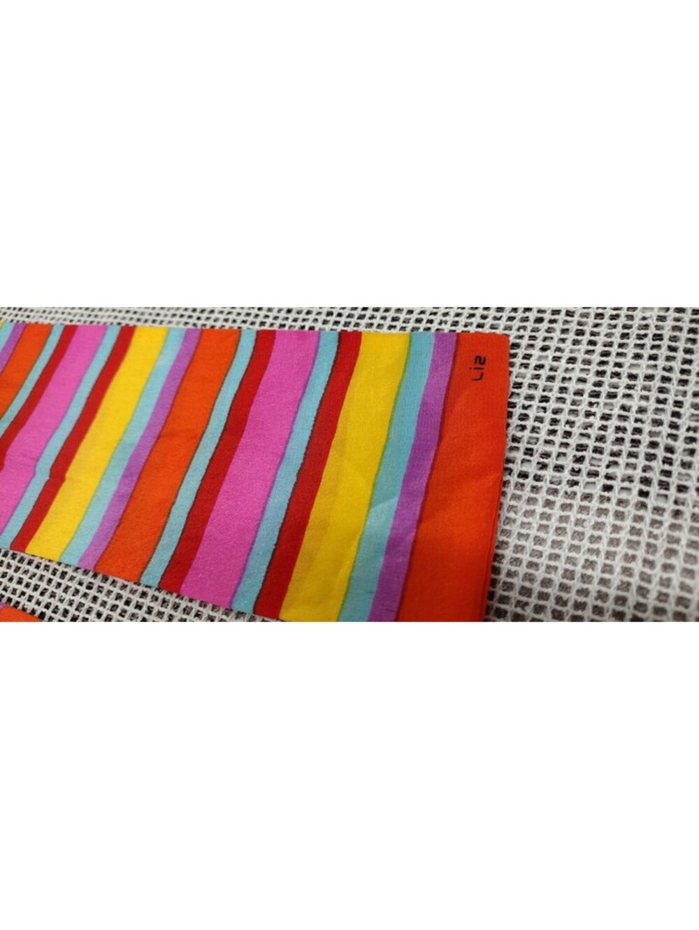 Vintage Liz Claiborne Multicolor Silk Scarf Rainbow Rare Size Long Skinny Slim - Picture 9 of 11